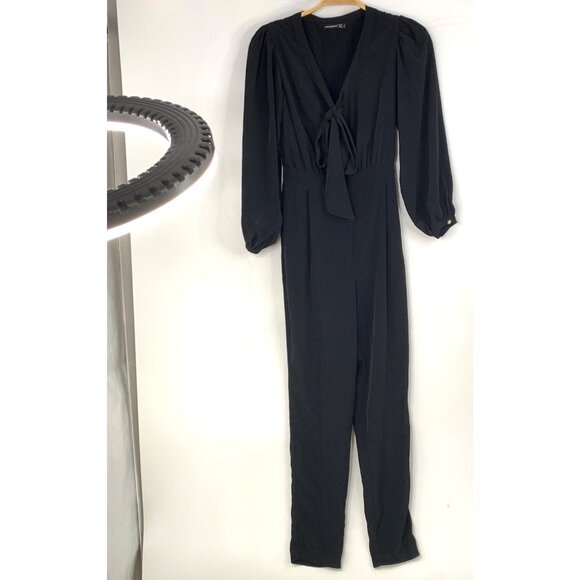 Atmosphere Black Jumpsuit Size 2 US XS Polyester V-Neck Long Sleeve RZ10400 - Picture 14 of 14